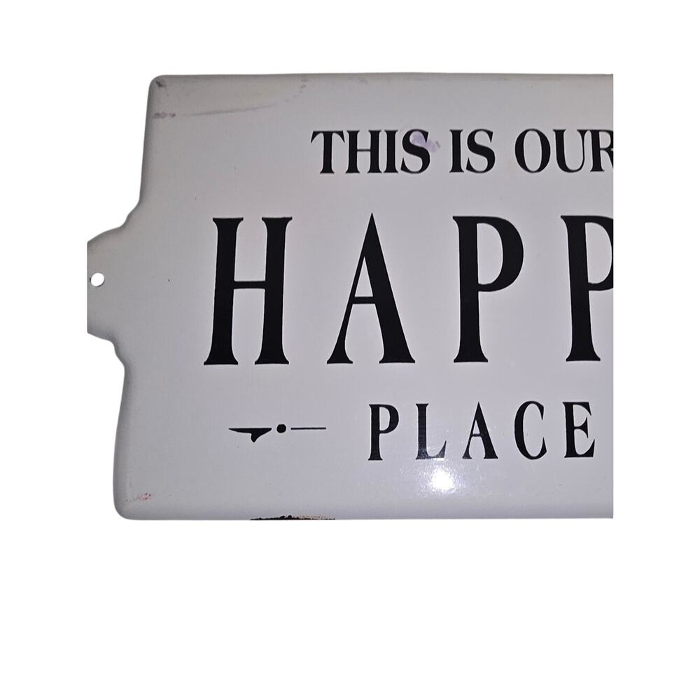 White Metal Wall Sign - "This Is Our Happy Place"